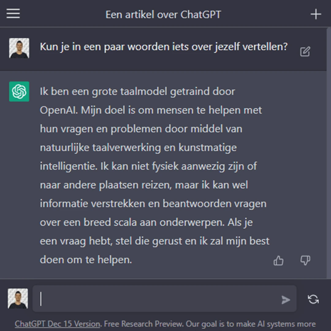 De eerste kennismaking met ChatGPT van OpenAI